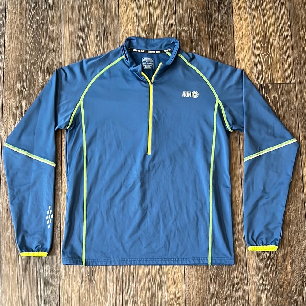 Time To Run LS Banff Thermal 1/2 Zip Blue Top Men's Size Large Long Sleeve
